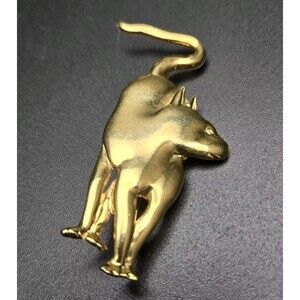 Vintage MFA museum of fine arts Signed Leopard Jaguar Cat Pin / Brooch EUC No Bx